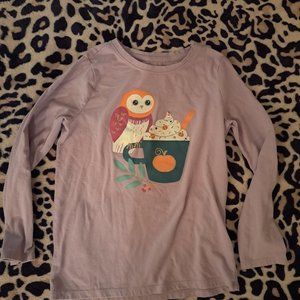 Cat & Jack Light Purple Owl Pumpkin Latte Girls Long sleeved shirt